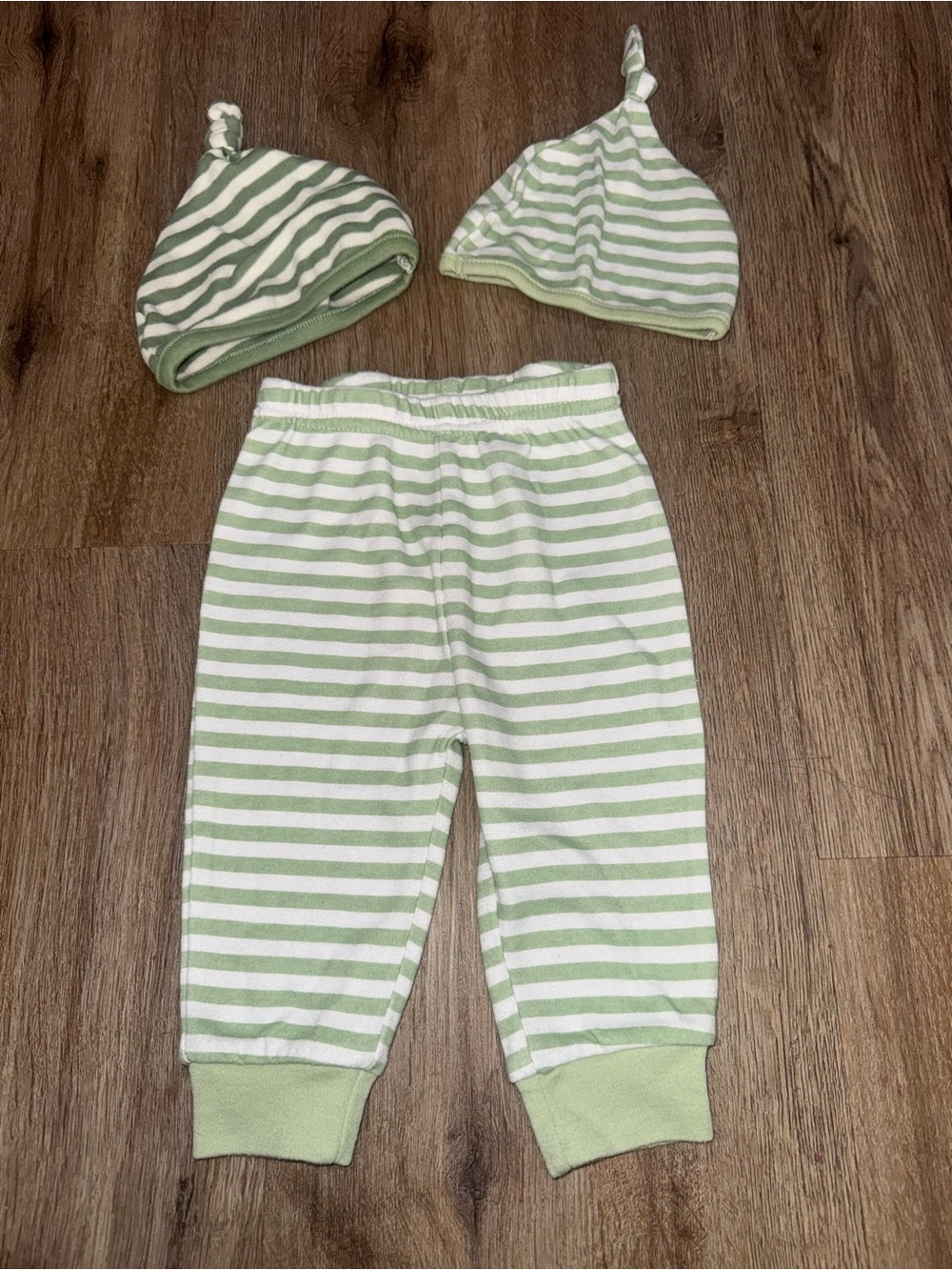 Baby Essentials Striped Pants & Hats Set Size 6 Months